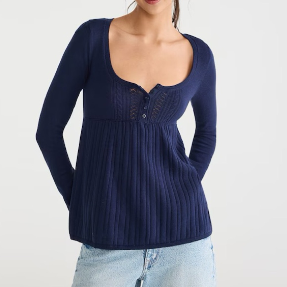 Aeropostale Babydoll Sweater - Navy Blue